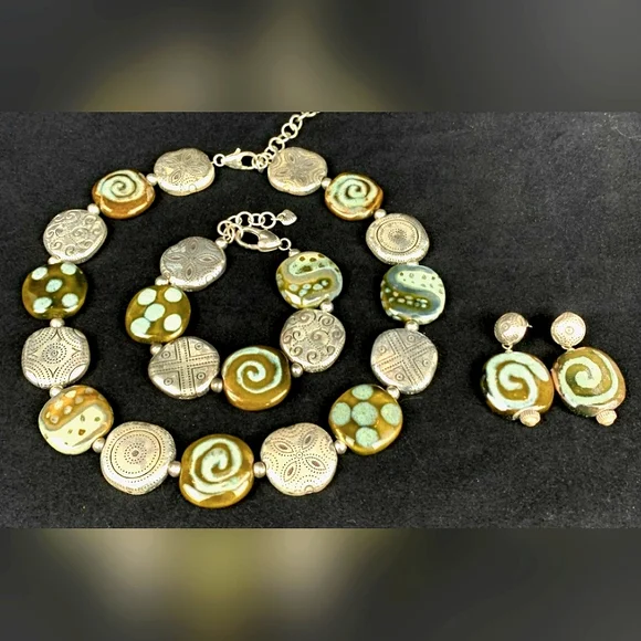 Brighton Kazuri Kenya Stone & Silver-Plated Jewelry Set - Picture 2 of 7